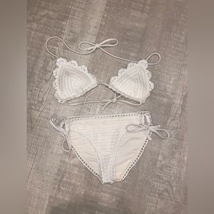 Abercrombie & Fitch Cream Crochet Bikini Top & Bottom- Size XS